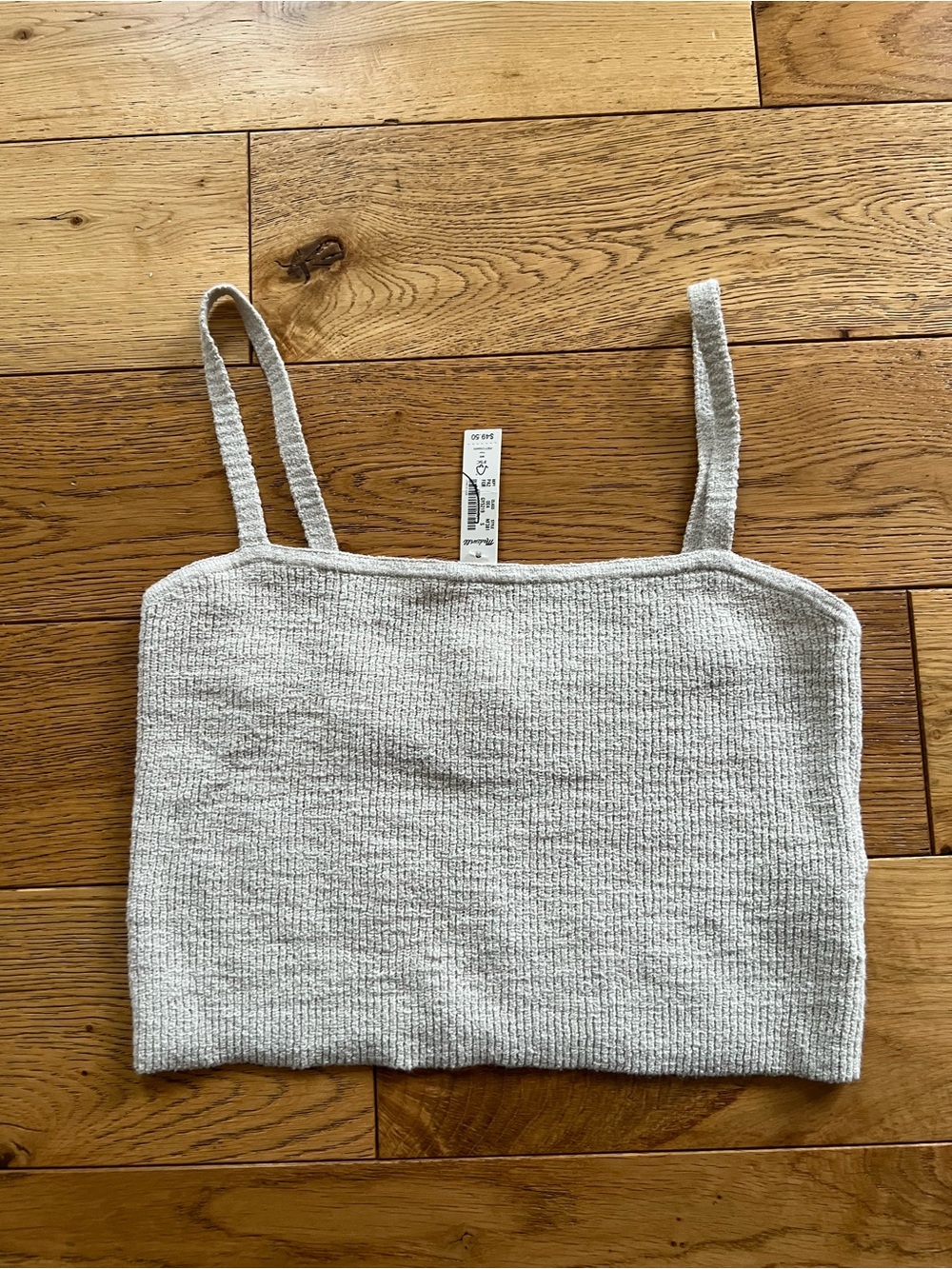 Madewell Cream Ribbed Square-Neck Cami cropped top